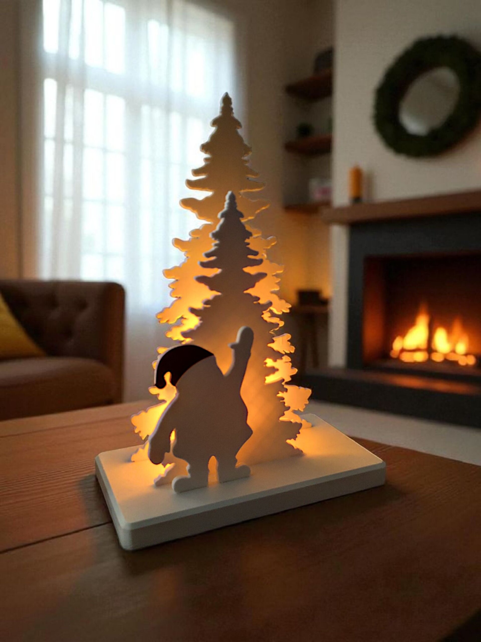 Escena Decorativa Papá Noel con Portavelas LED en PLA Biodegradable - 3