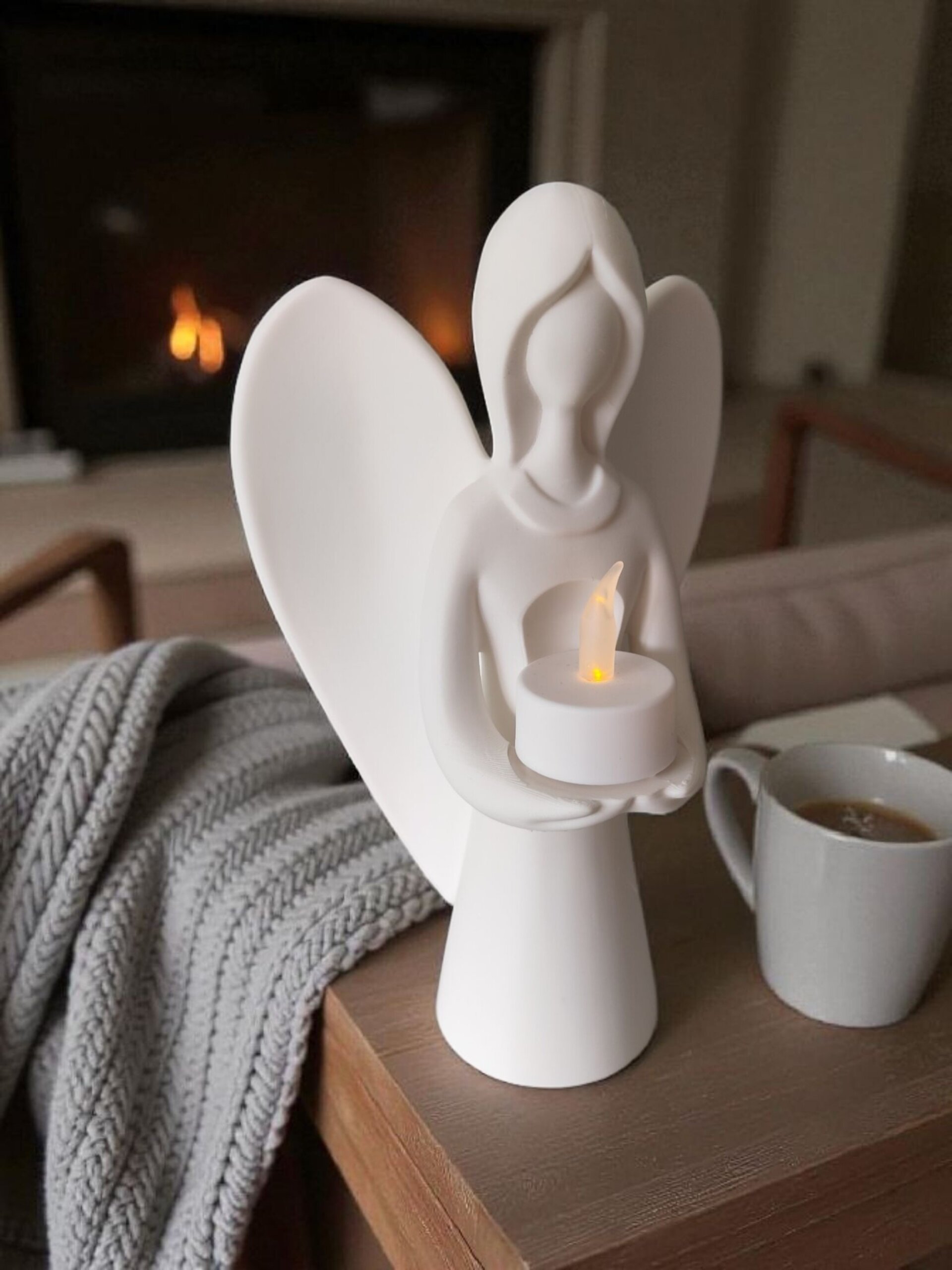 Ángel de Navidad Blanco Minimalista en PLA Biodegradable (22x14x10 cm) - 2