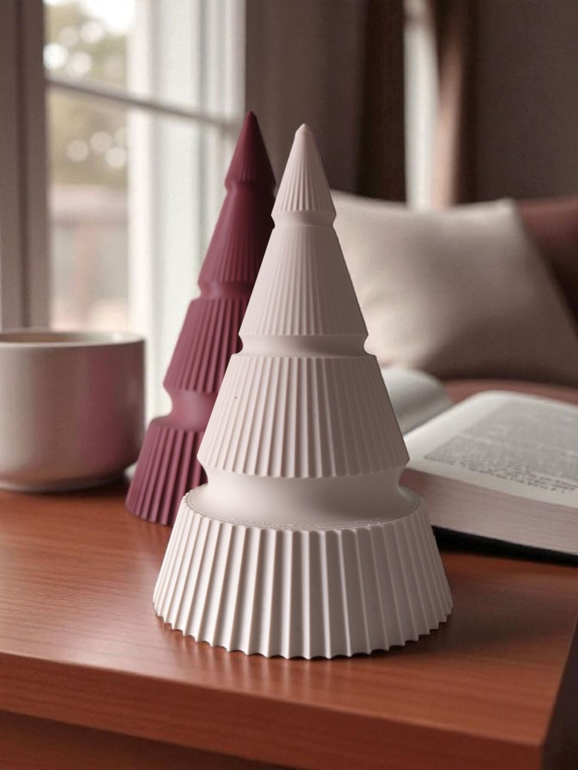 Dúo de árboles de Navidad Minimalistas Modernos con diseño Acanalado - 4