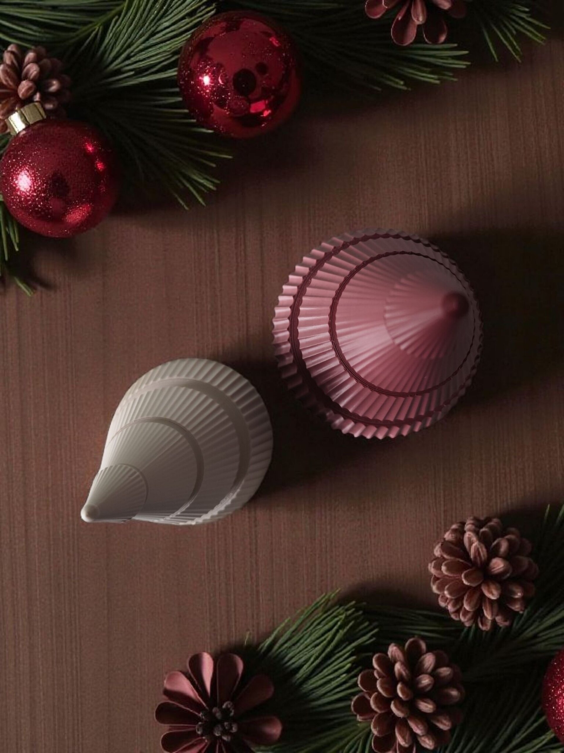 Dúo de árboles de Navidad Minimalistas Modernos con diseño Acanalado - 8