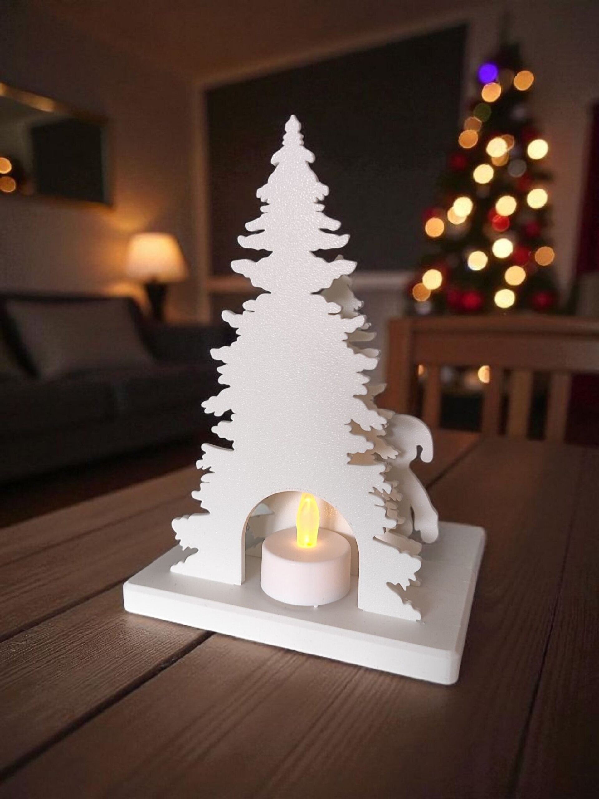 Escena Decorativa Papá Noel con Portavelas LED en PLA Biodegradable - 8