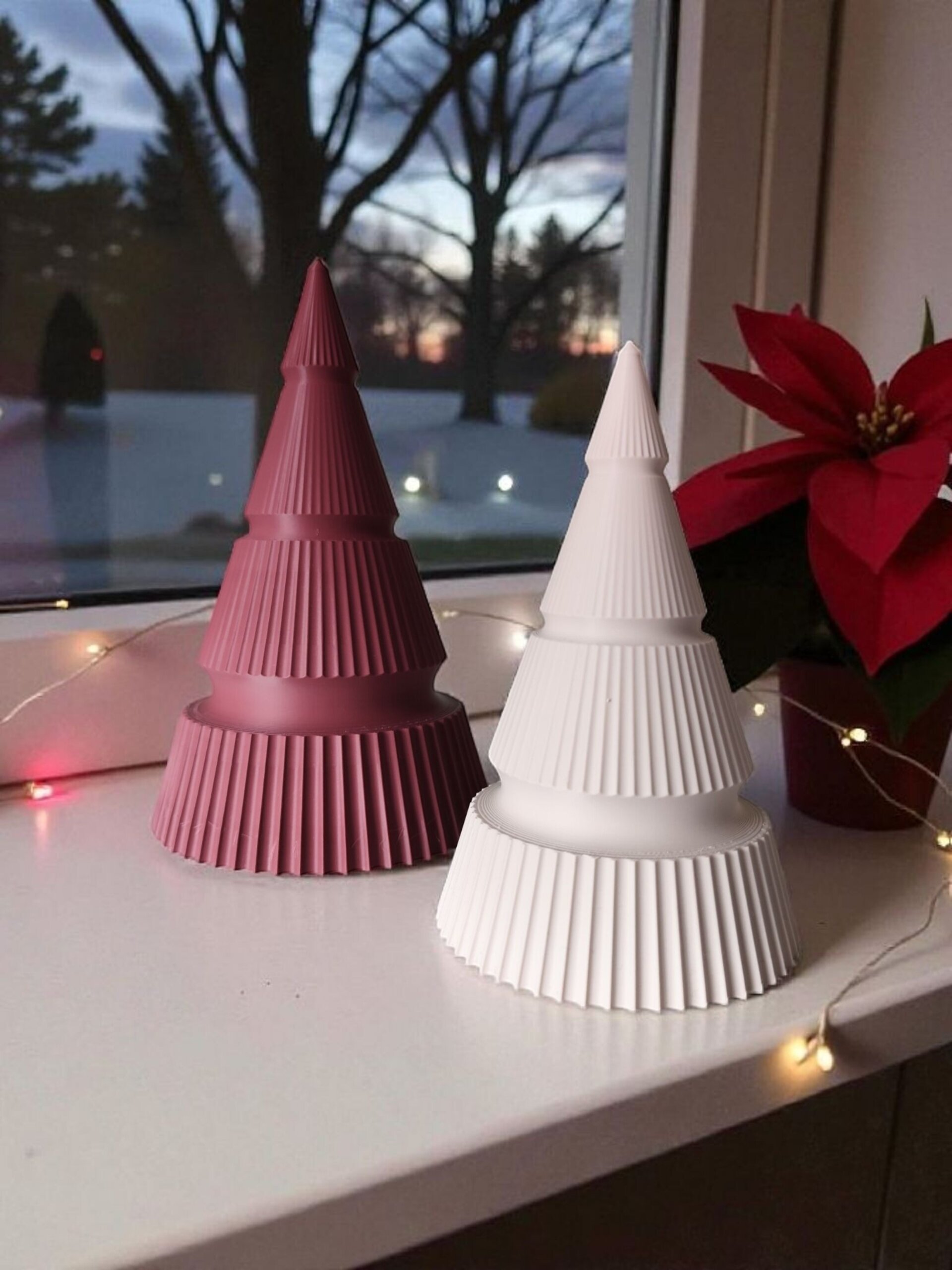 Dúo de árboles de Navidad Minimalistas Modernos con diseño Acanalado - 2