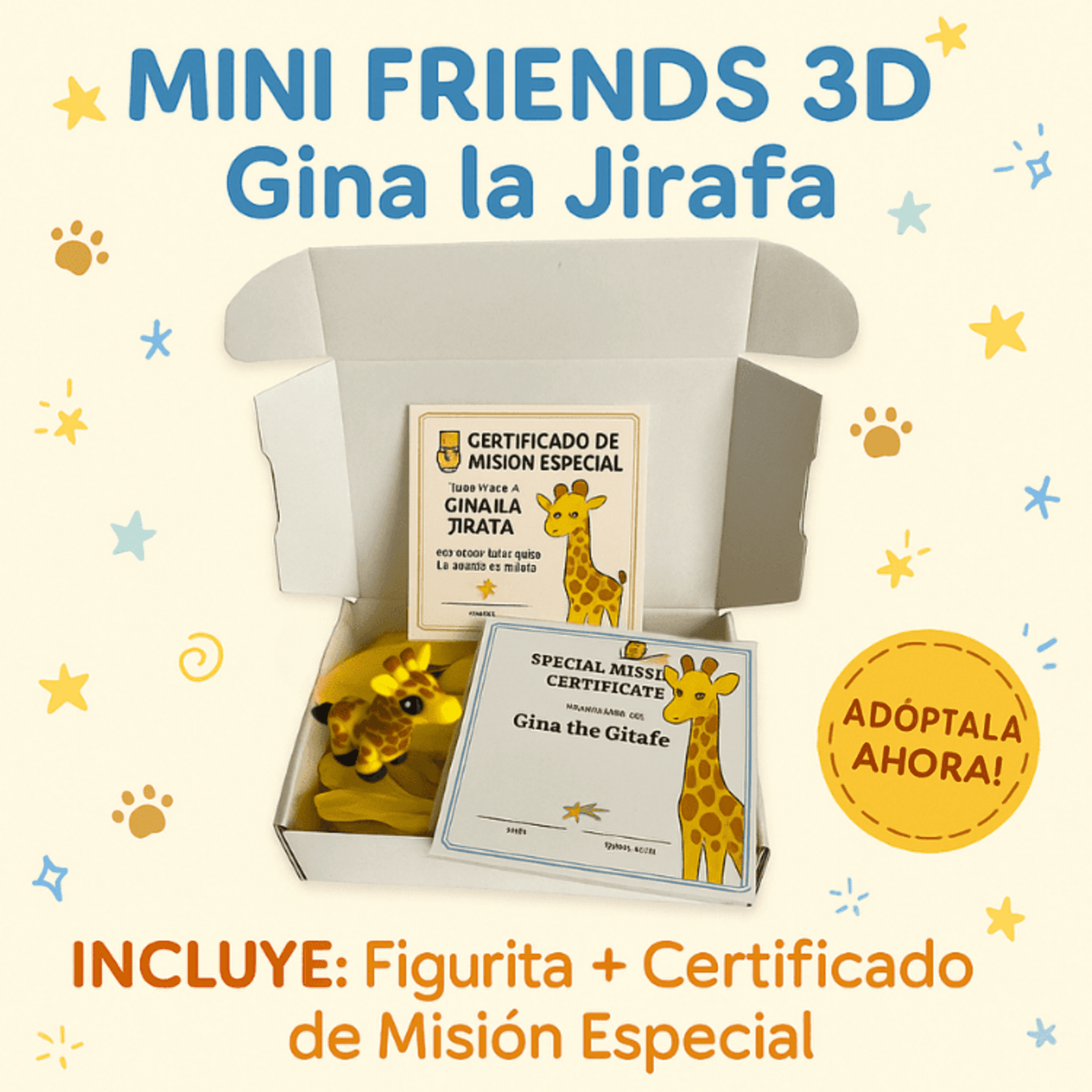 Mini Friends 3D – Jirafa articulada de 4 cm con Certificado de Adopción - 2