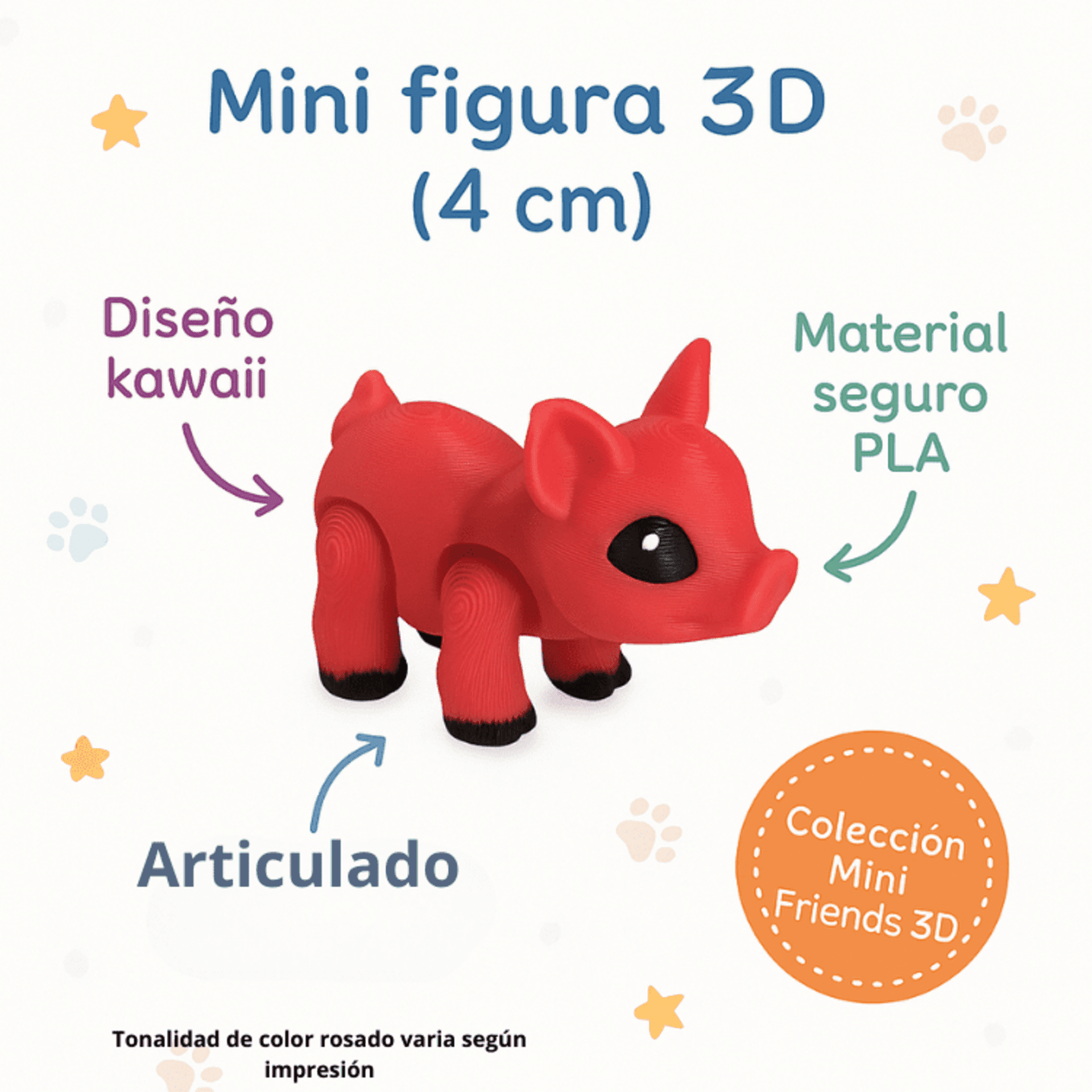 Pipo el Cerdito – Mini Figura Kawaii 3D para Niños | Juguete Coleccionable - 1
