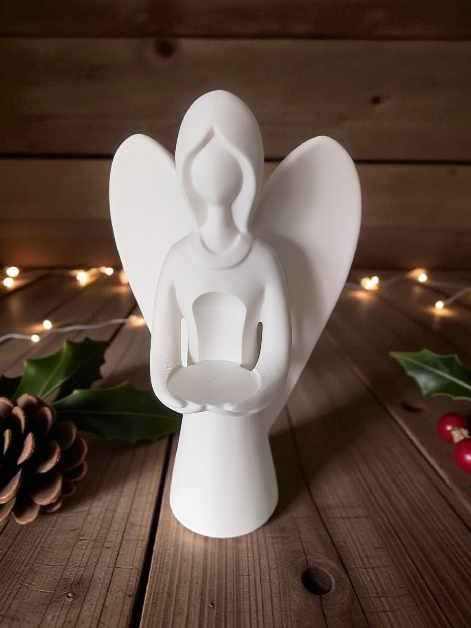 Ángel de Navidad Blanco Minimalista en PLA Biodegradable (22x14x10 cm) - 6