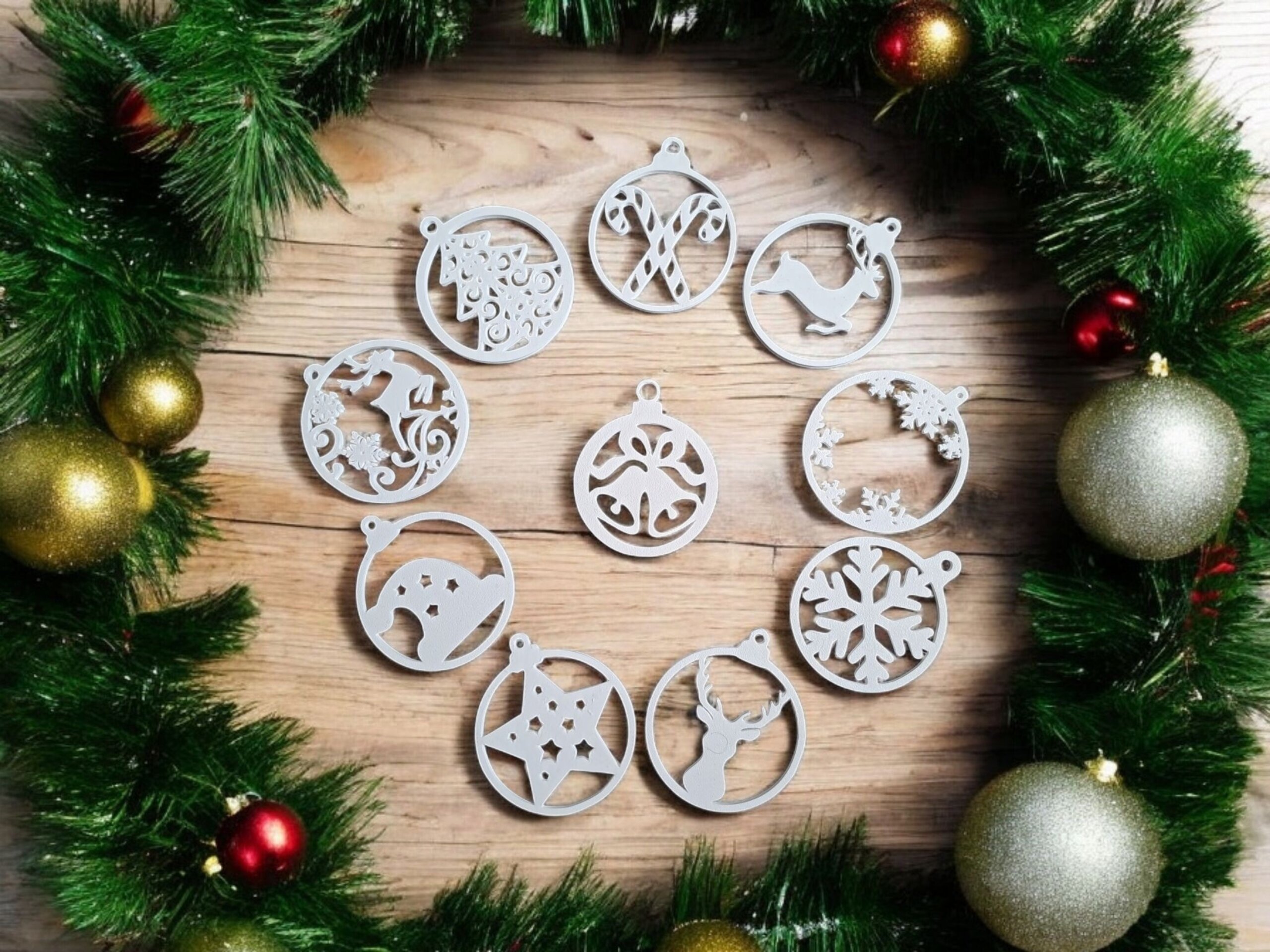 Juego de 10 Colgantes Navideños Artesanales – Adornos de Navidad en PLA Biodegra - 7