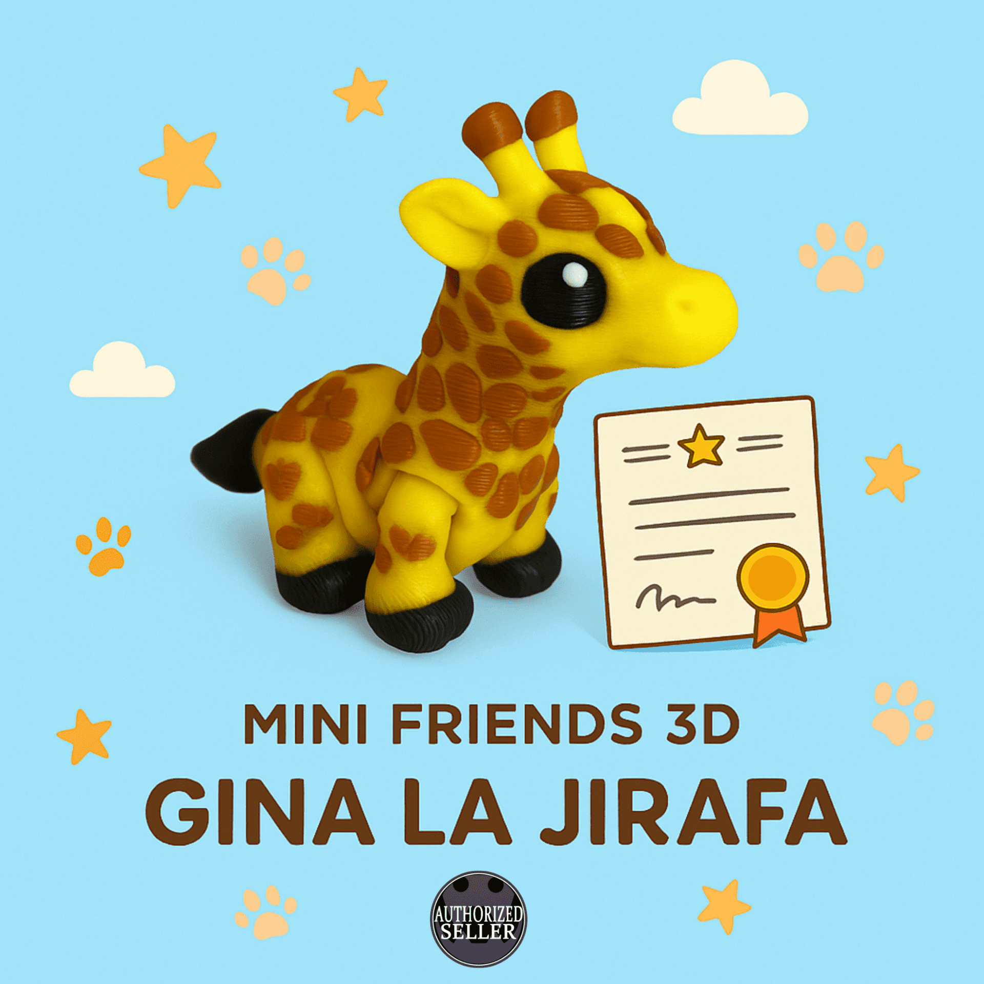 Mini Friends 3D – Jirafa articulada de 4 cm con Certificado de Adopción - 6
