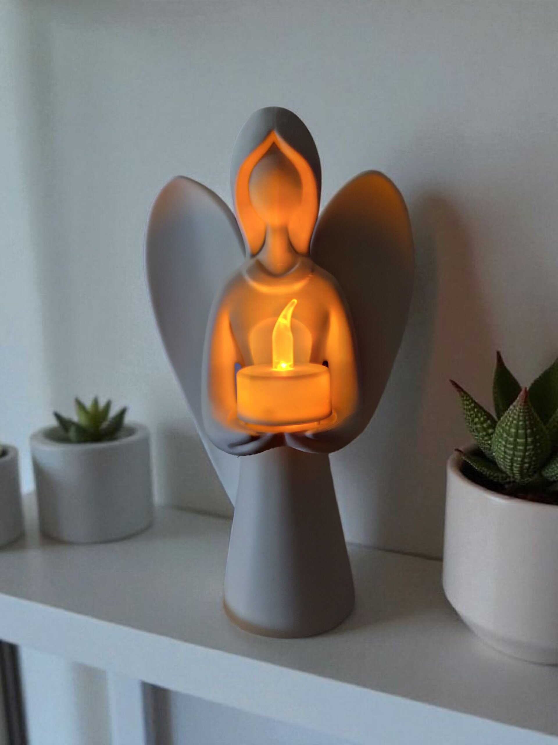 Ángel de Navidad Blanco Minimalista en PLA Biodegradable (22x14x10 cm) - 11