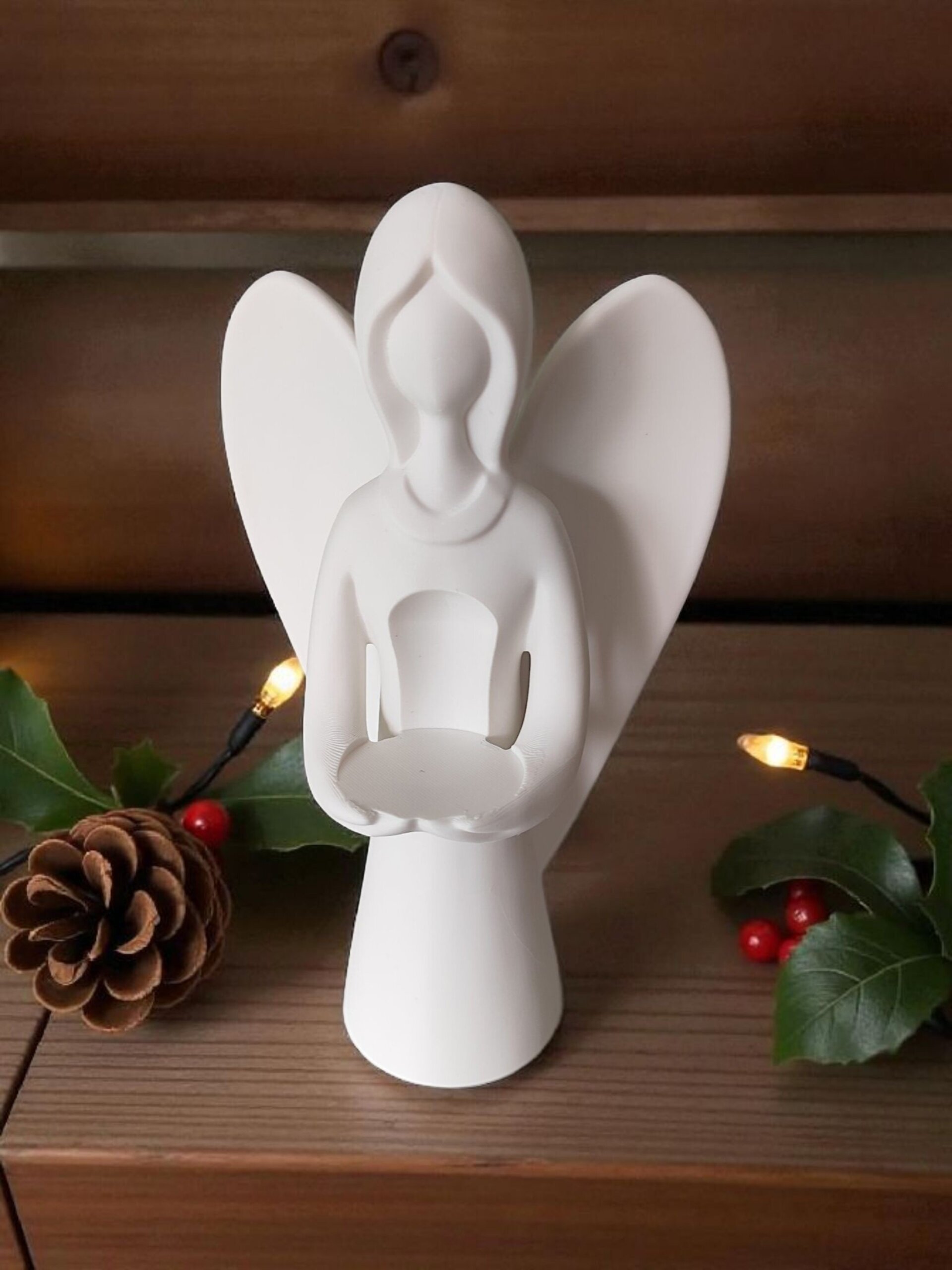 Ángel de Navidad Blanco Minimalista en PLA Biodegradable (22x14x10 cm) - 8